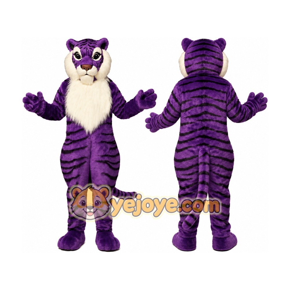 Professional Custom Purple Tiger Mascot Costume Professional Custom Purple Tiger Mascot Costume