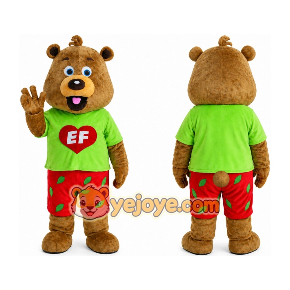 Professional Green Coat Bear Mascot Costume Professional Green Coat Bear Mascot Costume