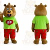 Professional Green Coat Bear Mascot Costume