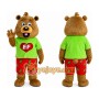 Professional Green Coat Bear Mascot Costume