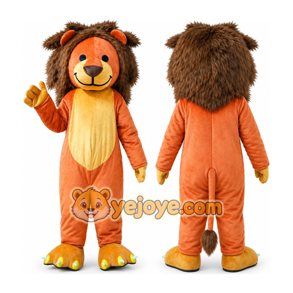Professional Orange Brown Hair Lion Mascot Costume Professional Orange Brown Hair Lion Mascot Costume