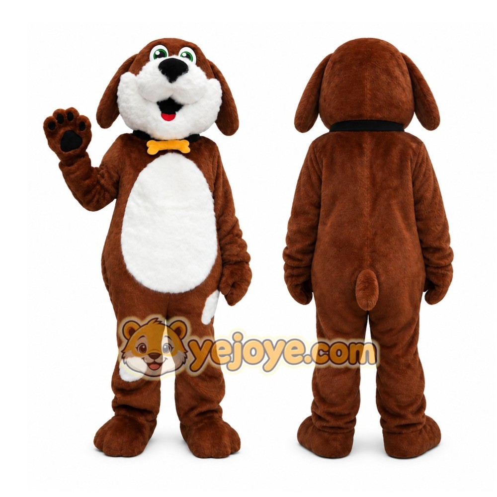 Best Buddy White & Brown Dog Dogwood Mascot Costume Best Buddy White & Brown Dog Dogwood Mascot Costume