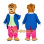 Brown Bear in Blue Coat Mascot Costume