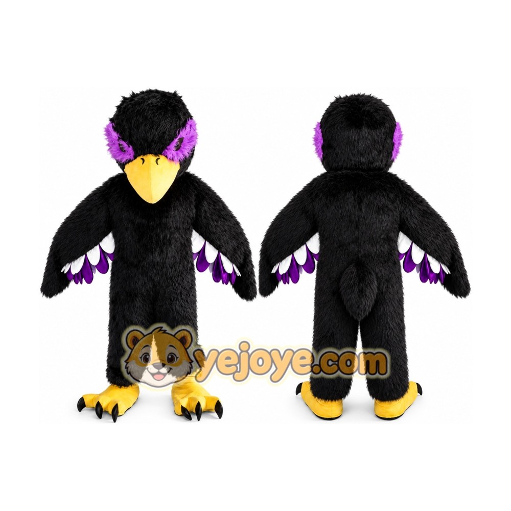 Black Bird with Purple Markings Mascot Costume
