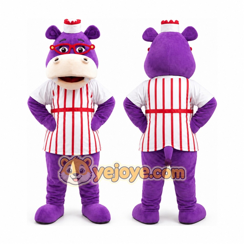 Purple Hippo Mascot Costume Purple Hippo Mascot Costume