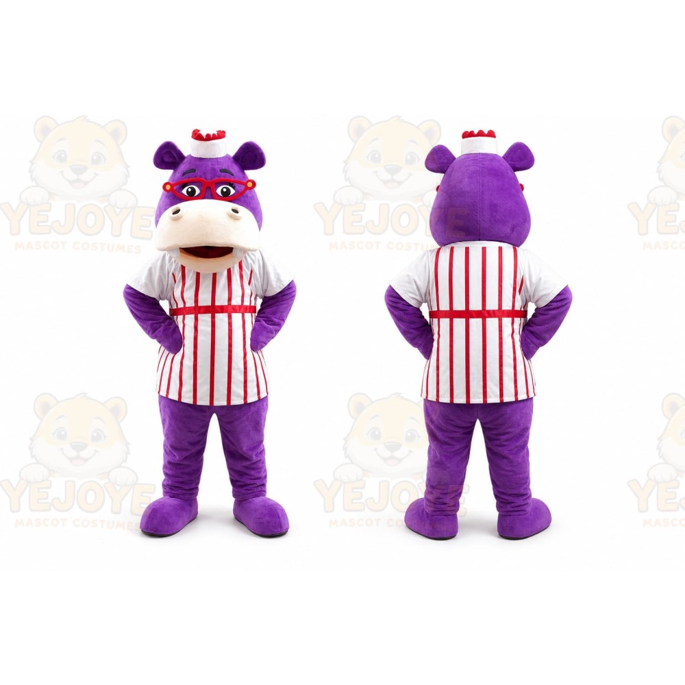 Purple Hippo Mascot Costume