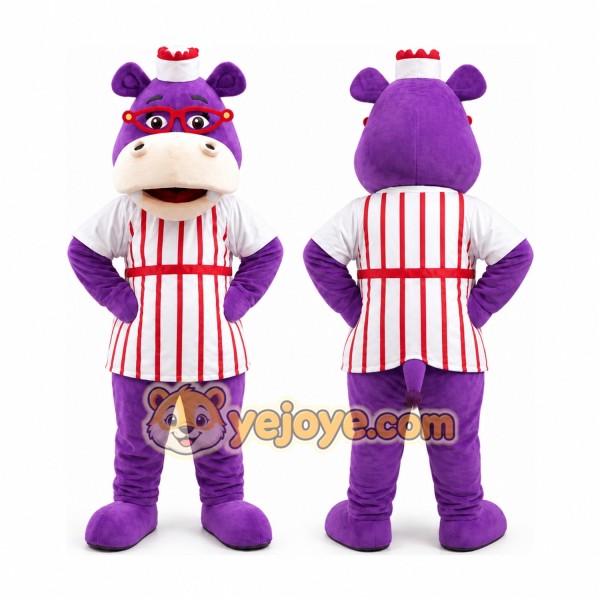 Purple Hippo Mascot Costume
