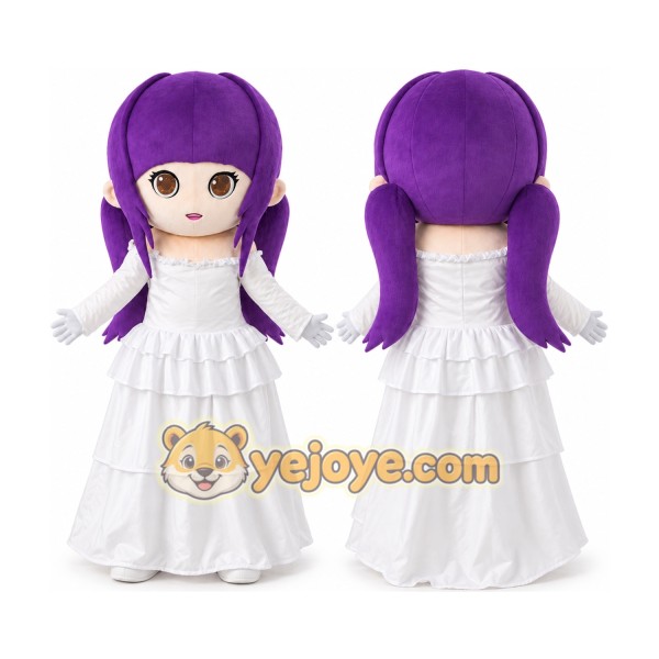 Purple-Haired Cartoon Girl Mascot Costume