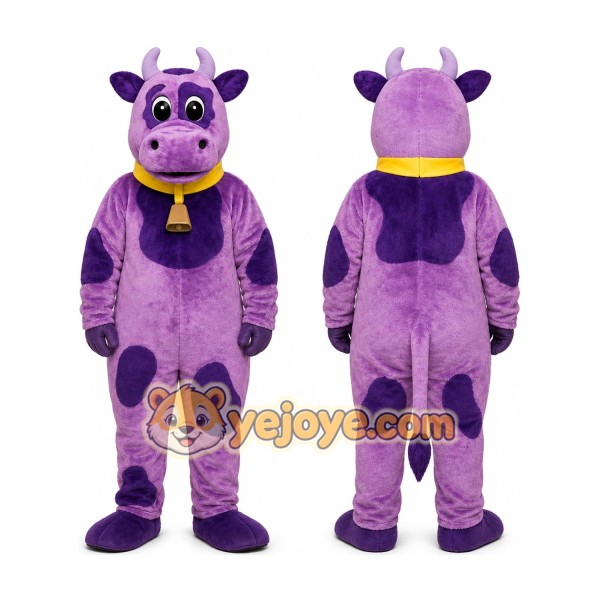 Purple Violet Bull Cow Mascot Costume