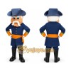 Cartoon Man in Blue Colonial Outfit Mascot Costume Cartoon Man in Blue Colonial Outfit Mascot Costume