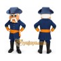 Cartoon Man in Blue Colonial Outfit Mascot Costume