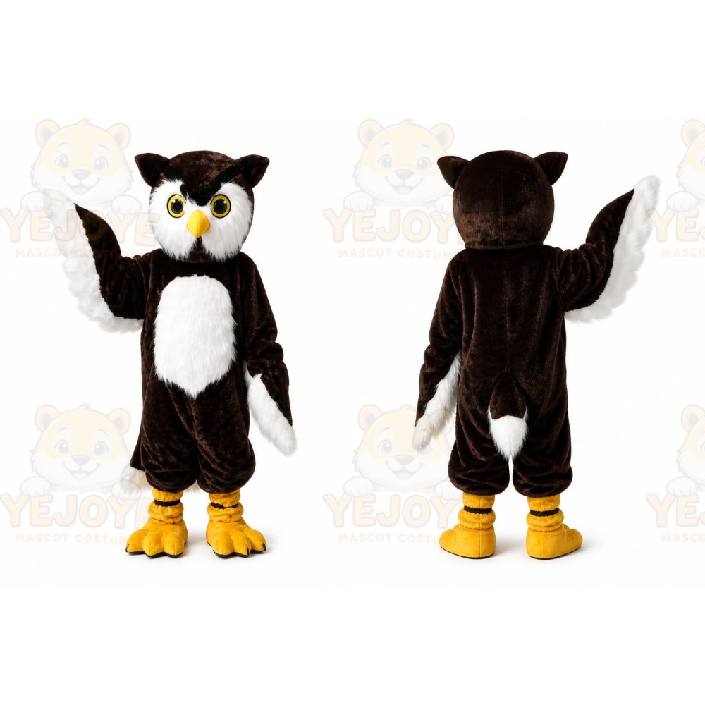 Big Brown Owl Cartoon Mascot Costume