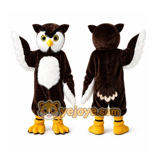 Big Brown Owl Cartoon Mascot Costume