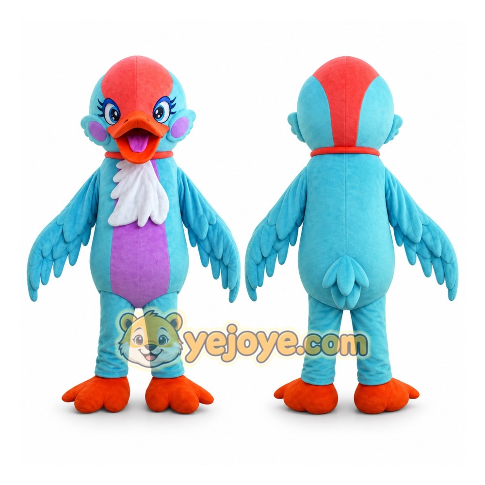 Blue and Red Bird Mascot Costume Blue and Red Bird Mascot Costume