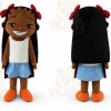 Red Bow Black Skin Girl Mascot Costumes