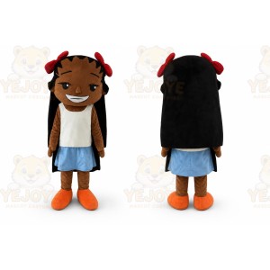 Red Bow Black Skin Girl Mascot Costumes