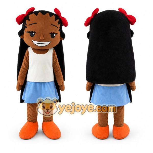 Red Bow Black Skin Girl Mascot Costumes