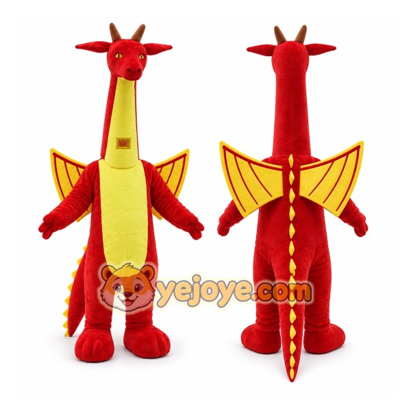 Red Dragon with Yellow Wings Mascot Costume