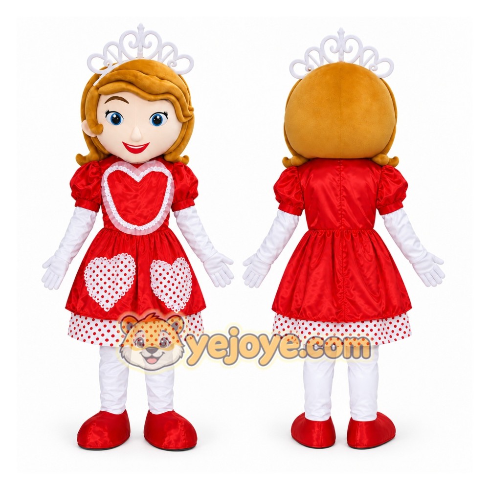 Red Dress Princess Mascot Costume
