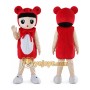 Cartoon Child in Red Animal Hood Mascot Costume