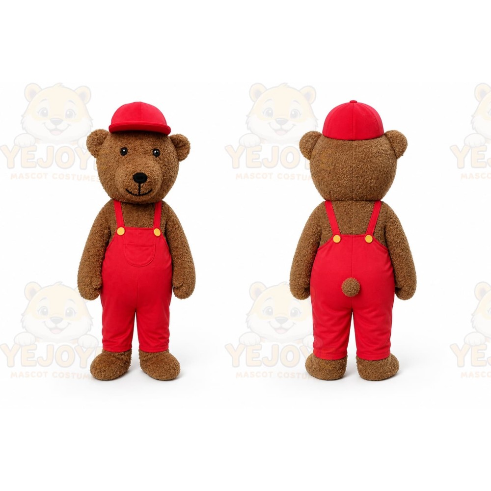 Red Hat Teddy Bear Mascot Costume Adult Halloween Costume