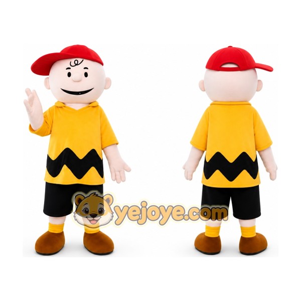 Cartoon Boy in Yellow Shirt Mascot Costume