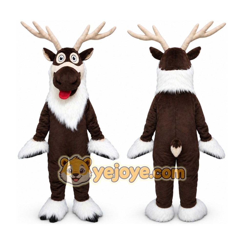 Reindeer Long Hair Cartoon Mascot Costume