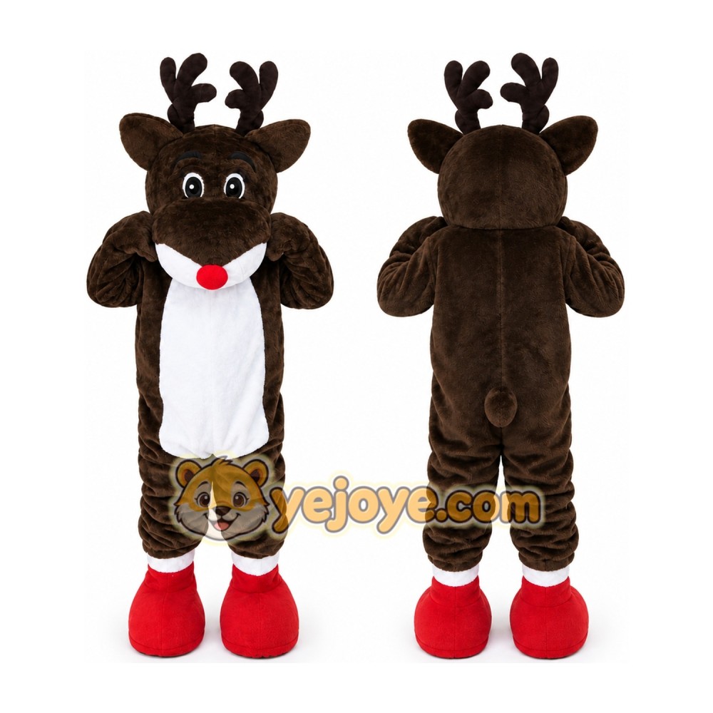 Reindeer Moose Red Nose Deer Mascot Costume