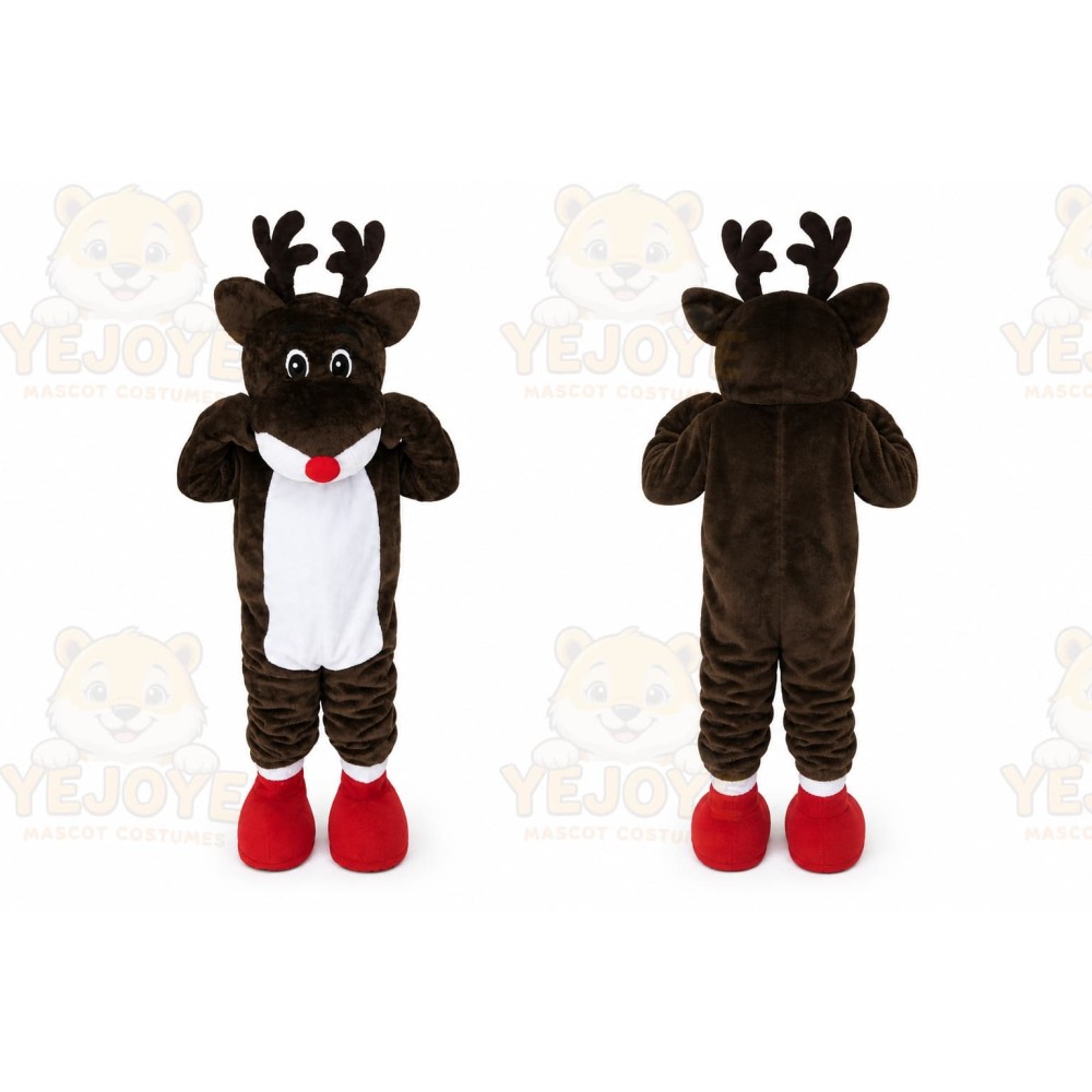 Reindeer Moose Red Nose Deer Mascot Costume