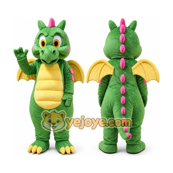 Big Green Dragon Boy Cartoon Mascot Costume