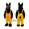 Black Dog in Yellow Overalls Mascot Costume Black Dog in Yellow Overalls Mascot Costume