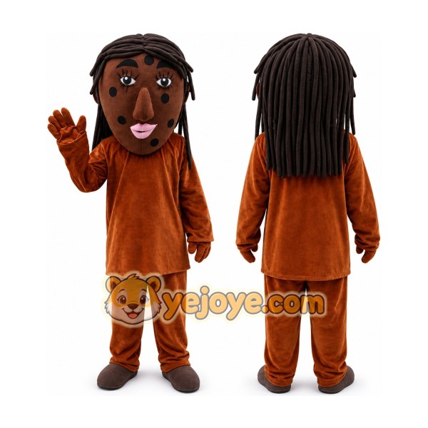 Cartoon Character in Brown Outfit Mascot Costume