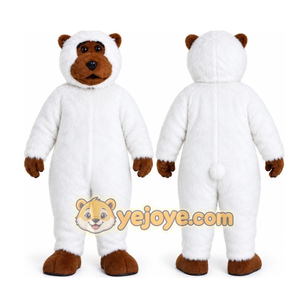 Bear in White Outfit Mascot Costume