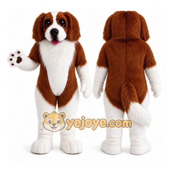 Brown and White Dog Mascot Costume
