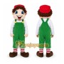 Cartoon Boy in Green Overalls Mascot Costume