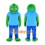 Green Frog in Blue Shirt Mascot Costume