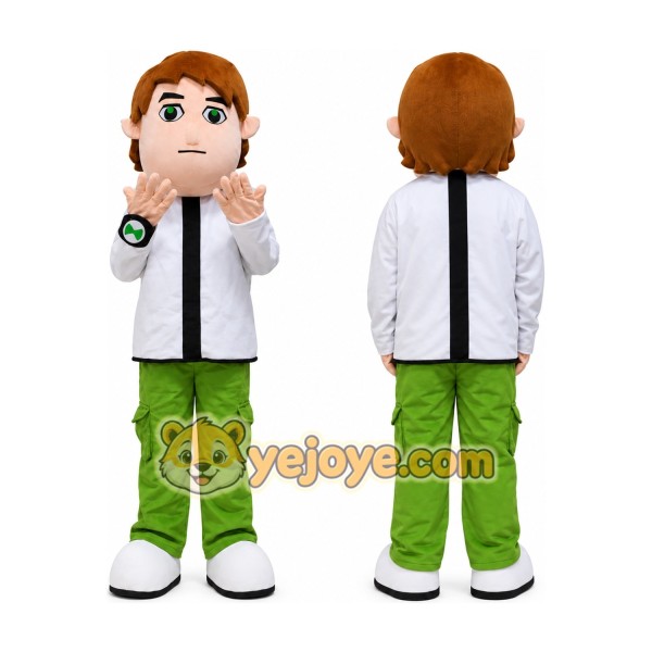 Cartoon Boy in White Jacket Mascot Costume