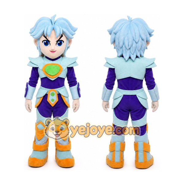 Blue-Haired Fantasy Warrior Mascot Costume