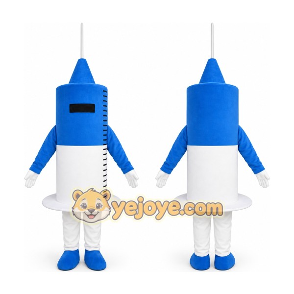 Blue Syringe Mascot Costume