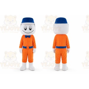 Telephonist Dressed In Orange Mascot Costume Courier Costume