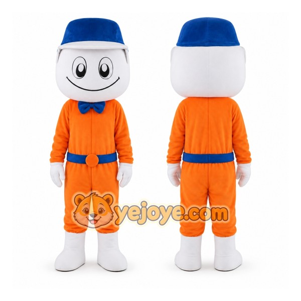 Telephonist Dressed In Orange Mascot Costume Courier Costume