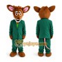 Brown Mouse in Green Suit Mascot Costume