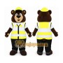 Brown Bear in Safety Vest Mascot Costume