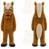 Two People Wear Brown Horse Mascot Costume