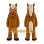 Two People Wear Brown Horse Mascot Costume