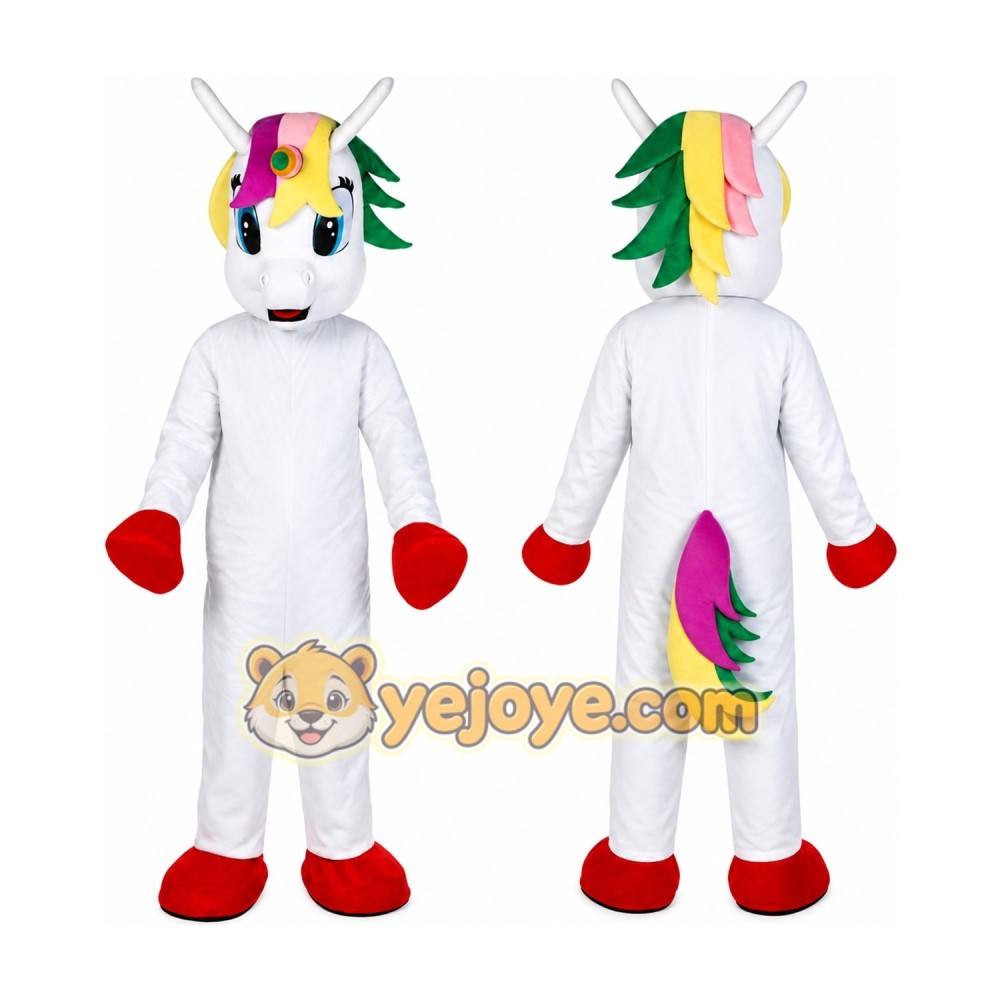 Uncorn Flying Horse Mascot Costume Rainbow Pony Uncorn Flying Horse Mascot Costume Rainbow Pony