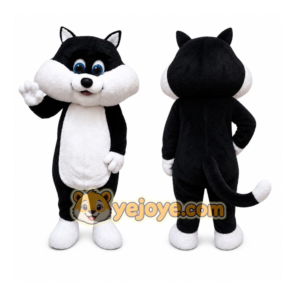 Black & White Kitten Cat Mascot Costume Black & White Kitten Cat Mascot Costume