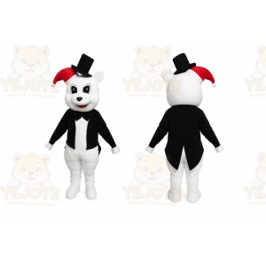 White Bear With Black Jacket Plush Mascot Costume