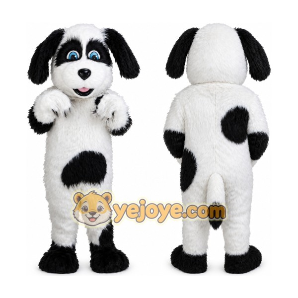White Black Sheepdog Dog Mascot Costume
