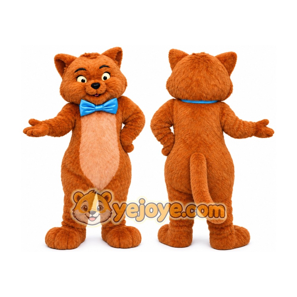 White Brown Cat Mascot Costume